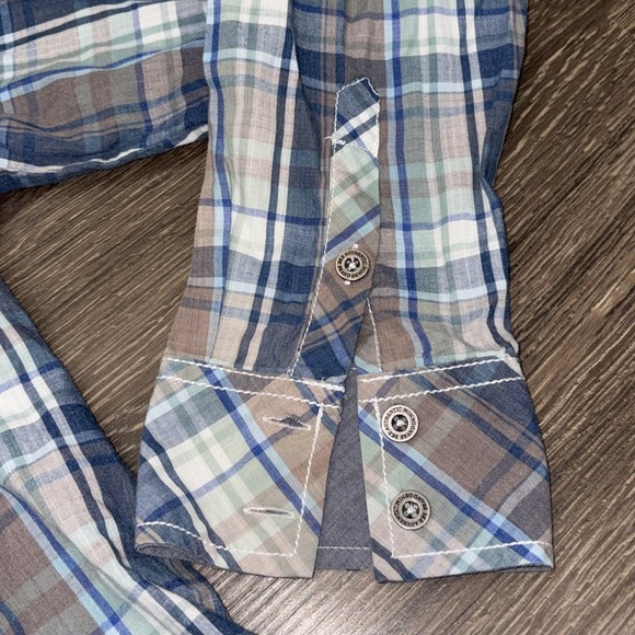 BKE Athletic Fit gray & blue plaid button down shirt - Picture 4 of 8